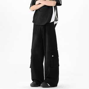 大口袋牛仔裤男春季新款2025工装痞帅美式复古裤子-A1429TP55控88图片