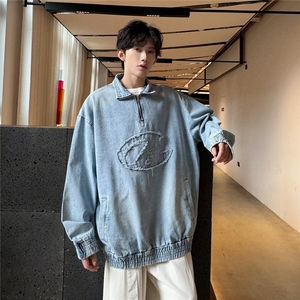 美式假两件格子拼翻领休闲卫衣男女同款POLO领卫衣潮WB500-P67图片
