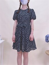 现货夏季新款纯印花连衣裙，女装连衣裙，蘑小菇