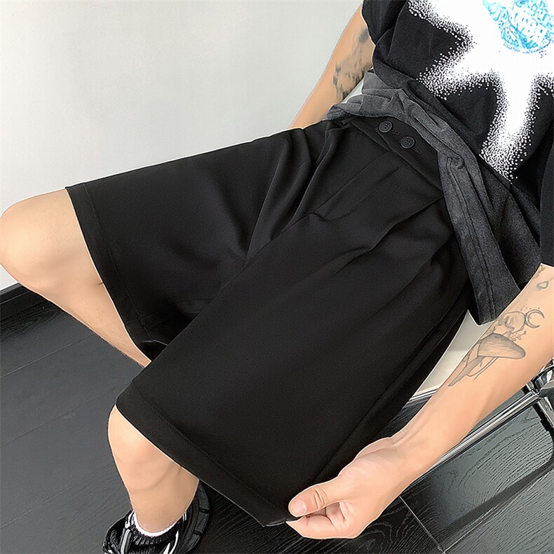 现货夏冰丝高级感西装五分短裤男设计感扣子薄款休闲西裤K502-P35,男装牛仔裤,星座205