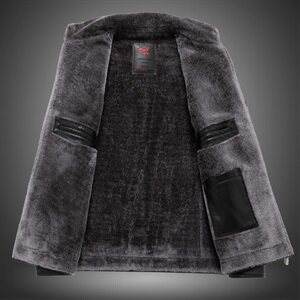 8807/P110爸爸加绒皮衣外套冬装加绒加厚保暖皮衣老服男装老年装图片