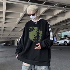 抖音得物供货提供视频秋冬重磅美式宽松织带圆领卫衣0316，男装卫衣，电商A486