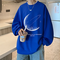 华夫格卫衣圆领卫衣男大码长袖t恤男外套HW76246-P30加绒款-P40，男装卫衣，电商A040