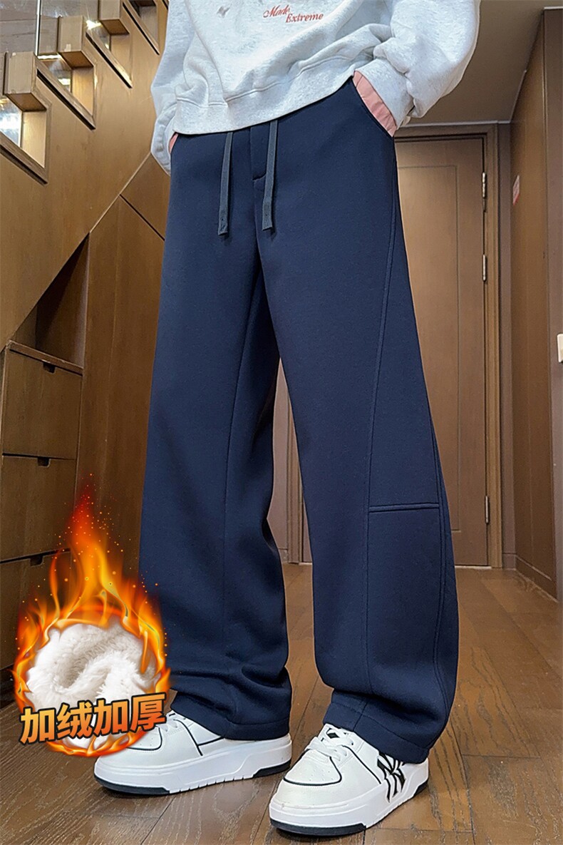 男士加绒弯刀裤秋冬季加厚阔腿裤保暖休闲长裤Z2622-P45/加绒P55,男装棉衣,星座509