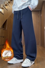 男士加绒弯刀裤秋冬季加厚阔腿裤保暖休闲长裤Z2622-P45/加绒P55，男装棉衣，星座509