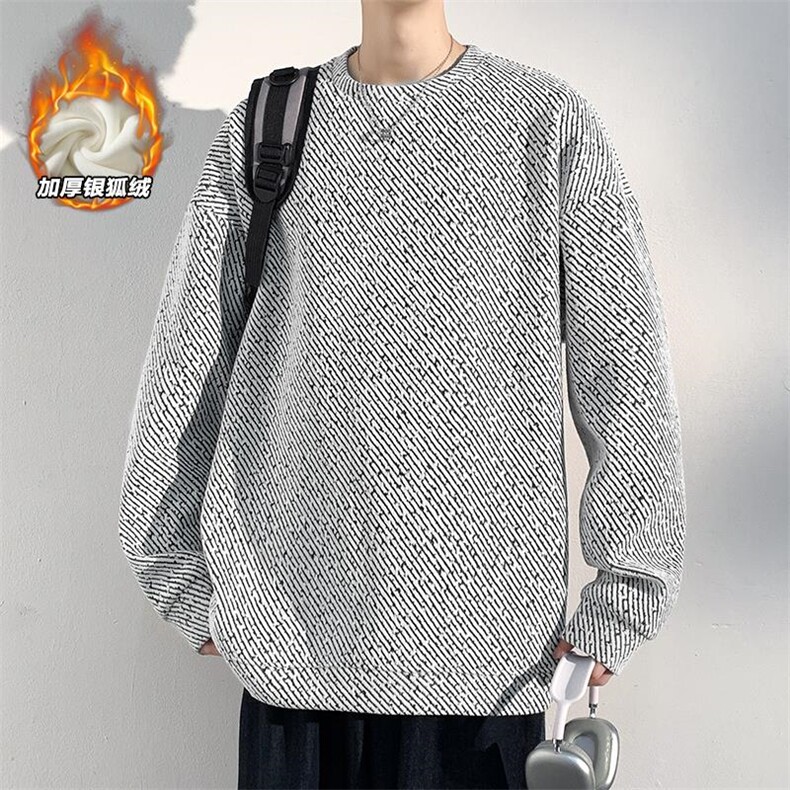 保暖银狐绒雪尼尔520g重磅斜纹长袖卫衣男W5064J加绒-特P40控78,男装棉衣,电商A001-1