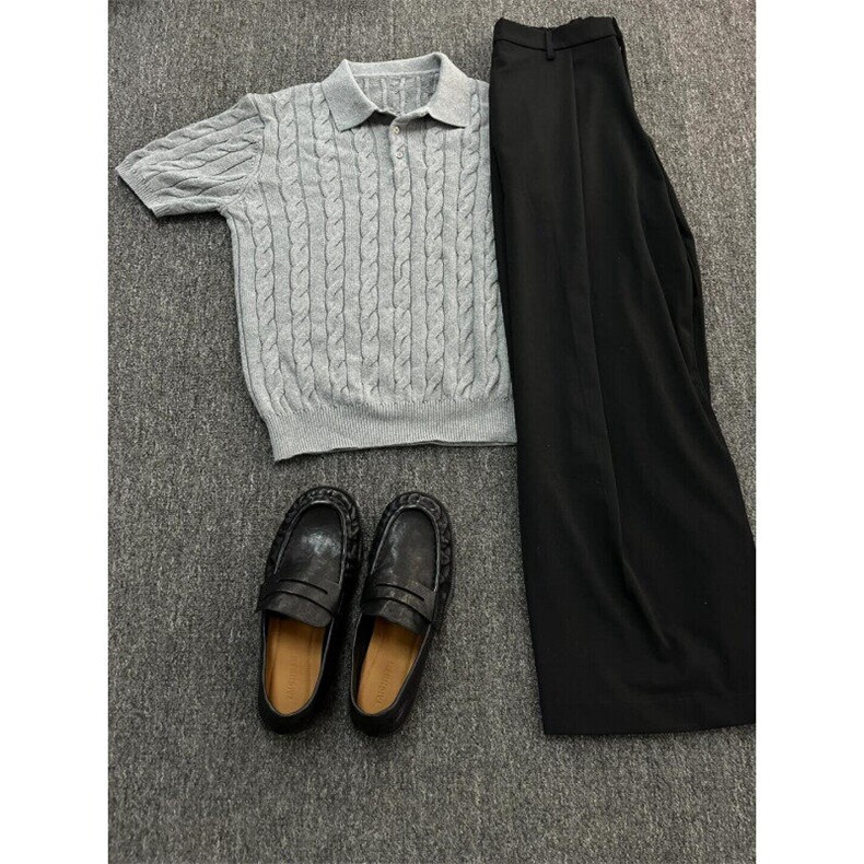 【有货】Z96HH-特P39绞花翻领polo衫男女正肩针织短袖t恤,男装Polo衫,星座1007（原301D）