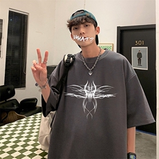 抖音得物二开现货供应220克夏装重磅美式高街宽松短袖t恤MT71，男装T恤，电商A486-1