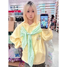 2025潮自带披肩可爱卫衣男女秋季新款宽松甜美休闲慵懒格子上衣，男装卫衣，星座506A