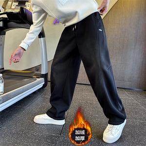 K6635-P68加绒P78 弯刀裤水洗卫裤男潮流宽松休闲加绒加厚卫裤男图片