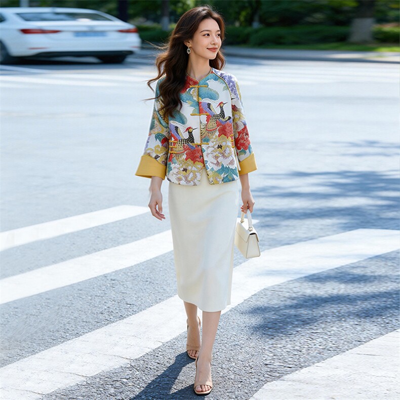 芷墨春季复古新中式盘扣显瘦外套日常通勤显高显瘦唐装减龄外套女,女装短外套,芷墨服饰