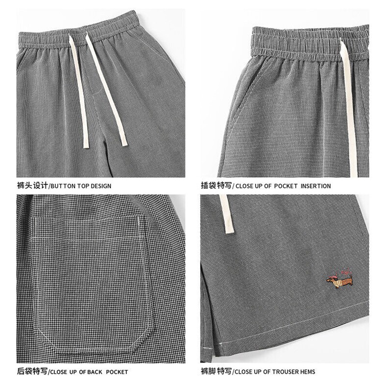 2025夏季新款白底大码格子刺绣短裤M-5XLHK25268-特P25,男装休闲裤,电商A022