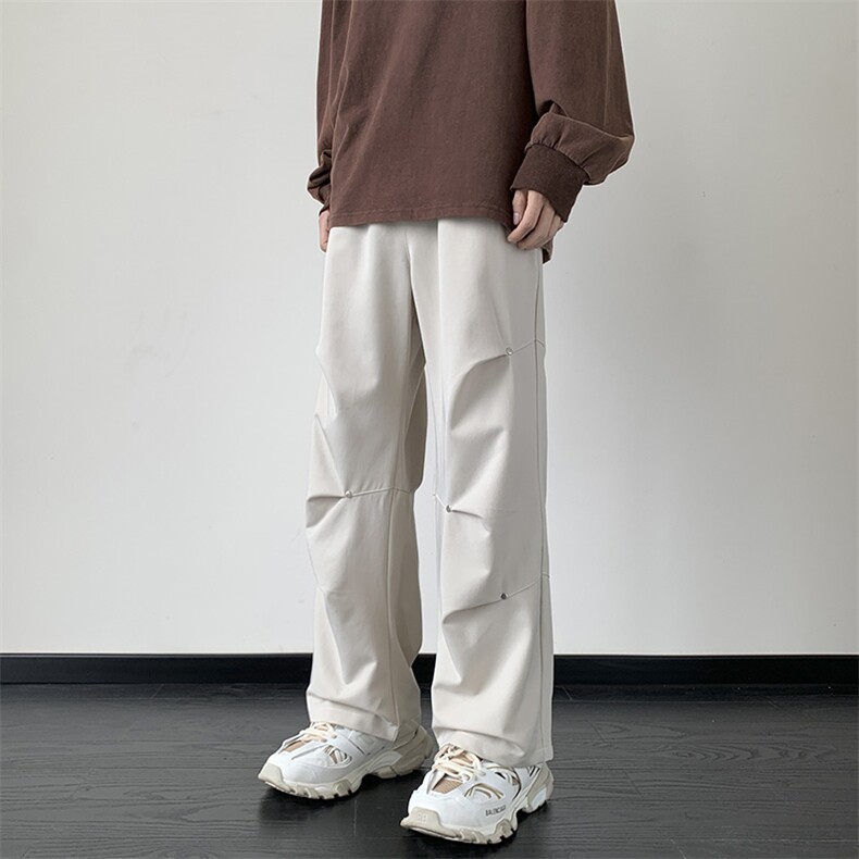 K322-P55秋季垂感铆钉打褶休闲长裤,男装休闲裤,星座703-1