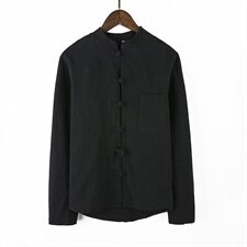 风盘扣亚麻长袖衬衫男复古棉麻唐装汉服钱塘6005-YM06，男装衬衫，星座1112-5（原712-5）