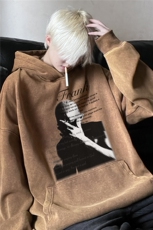 美式高街潮流人物印花水洗面料宽松连帽卫衣JK23528特批53控88，男装卫衣，星座605(原A050)