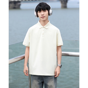 P02短袖男夏季新款纯色潮流半袖上衣休闲透气高级翻领polo衫T恤衫图片