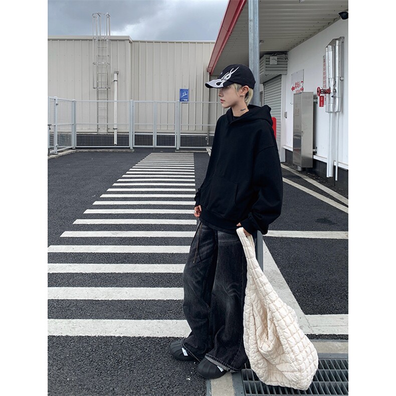 灰色cleanfit男生短款卫衣美式重磅连帽大帽衫廓形外套潮WY004P48,女装短外套,电商B312