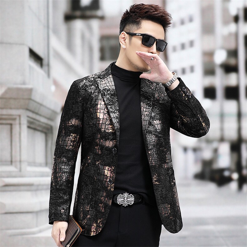 高端轻奢绵羊皮单西装男士秋冬时尚中年绵羊皮单西服皮衣外套,男装皮衣,钱塘723