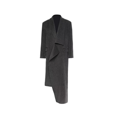已下单~冬季深灰色小众设计感不对称长款毛呢大衣NZ2513批125，男装毛呢大衣，星座1411A-6
