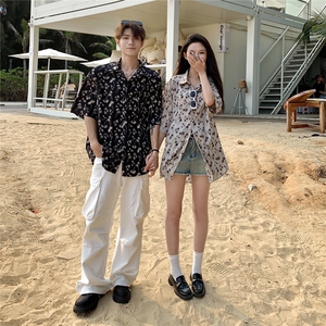 EQ410 沙滩度假旅游夏季情侣装短袖衬衫男女ins潮流短袖衬衣图片