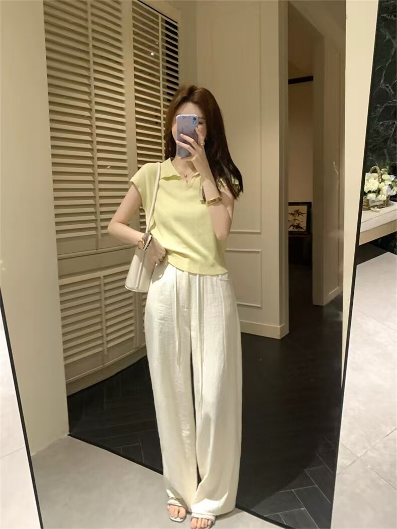 夏日特调白色显瘦阔腿裤夏季棉麻裤女2025新款图片