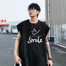 ！2025夏季新款男士麂皮绒无袖T恤情侣简约背心TLBX19特P18，男装T恤，电商B220