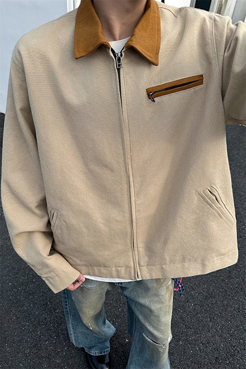 8XL-M春季水洗帆布短款夹克男生vintage美式复古工装外套JK003P98,男装夹克,电商B312