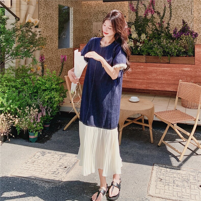 2025夏季牛仔拼接连衣裙L6092-P125-K188,女装连衣裙,2C322