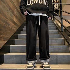 裤子男女冬季2023新款格子设计感小众宽松直筒裤时尚保暖阔腿裤，男装休闲裤，星座601-2