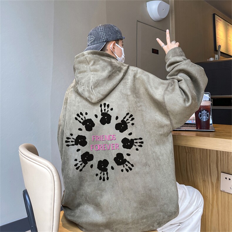 特P43控78秋季360G麂皮绒印花宽松休闲连帽卫衣JWY3263,男装卫衣,电商B370