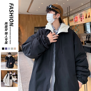 冬季新款羊羔绒加厚棉衣双面穿港风宽松连帽时尚百搭MY9300-1P110图片