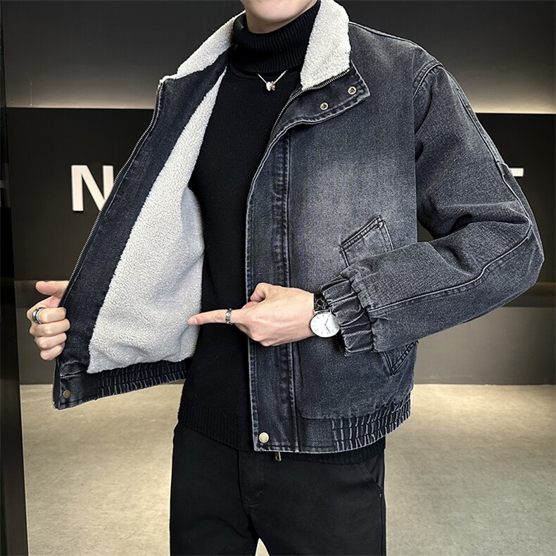 M-3XL9566-P175羊羔毛加绒加厚渐变色牛仔外套男,男装工装外套,电商B321-1