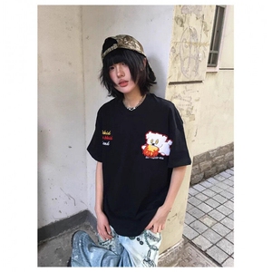 万针全刺绣工艺抖音得物高品质260克重磅纯棉双纱美式高街短袖T恤图片