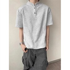 网图-T恤高街痞帅夏季POLO衫正肩拼接男装短袖大码上衣S430-特28，男装T恤，电商A233-1