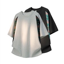 2026美式重磅冰感民族风贴布短袖T桖春夏DX2620特P28控59，男装T恤，电商B208