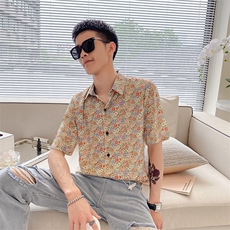 社会风沙滩休闲碎花衬衫潮男B297-7721-P53控78，男装衬衫，电商B297