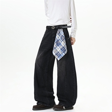 【现货】XZ1218BK3150特价P54美式高街可拆卸方巾牛仔裤，男装牛仔裤，星座1218（原611-3）