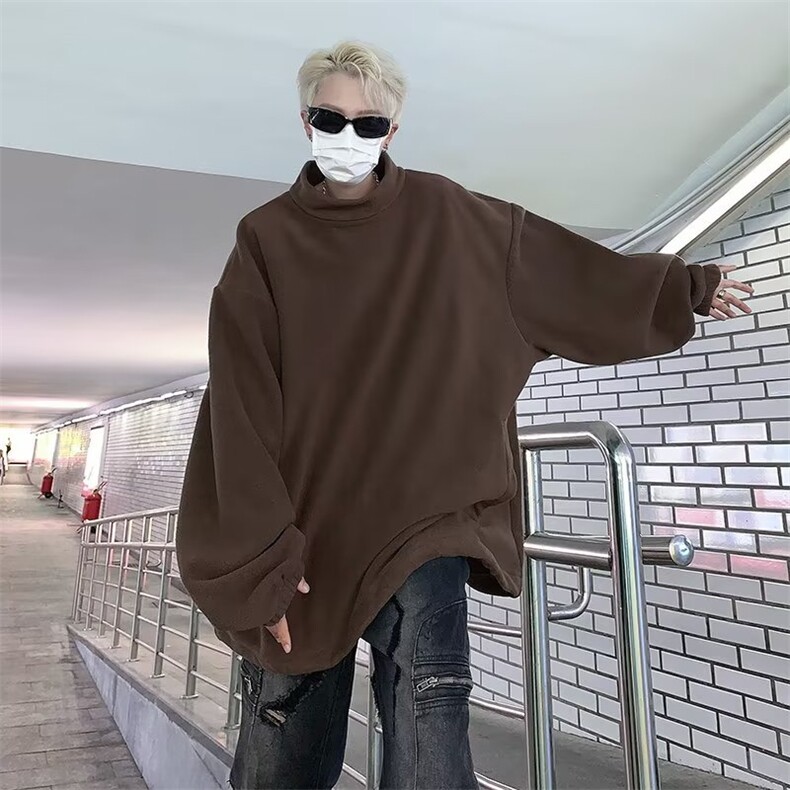 危机青年摇粒绒卫衣男秋冬季半高领日系卫衣HW92P42,男装卫衣,星座1116-2