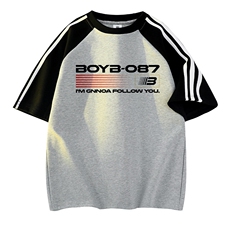 花灰色拼黑袖