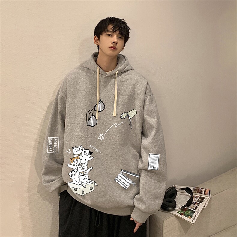 纯棉连帽卫衣男大码运动帽衫宽松薄WY2115-P35,男装卫衣,电商A040