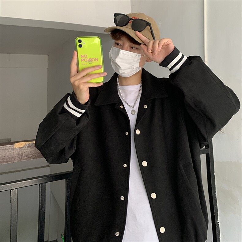 美式百搭翻领棒球服男韩版宽松夹克外套男JK702-常规P105加棉P115,男装夹克,电商B289