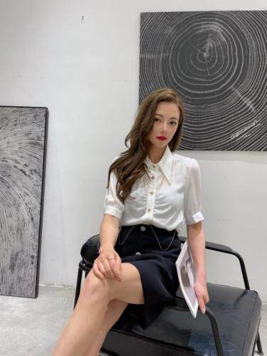 【92038】四色链条可拆卸衬衣，女装，迪盛靓点