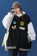 2022春装新款简约字母印花宽松夹克情侣棒球服外套G84P65控78，男装夹克，A247A