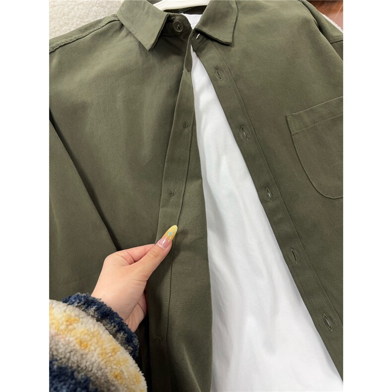 B221美式ins高街纯色百搭纯棉长袖衬衫外套SY2558-特P32控58,男装衬衫,电商B221