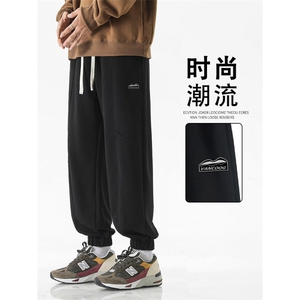 美式束脚运动裤宽松直筒休闲卫裤阔腿裤-X1652特批39