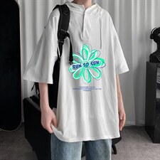 LD54170-P45连帽短袖t恤男大码胖子带帽五分袖中袖，男装T恤，电商A040