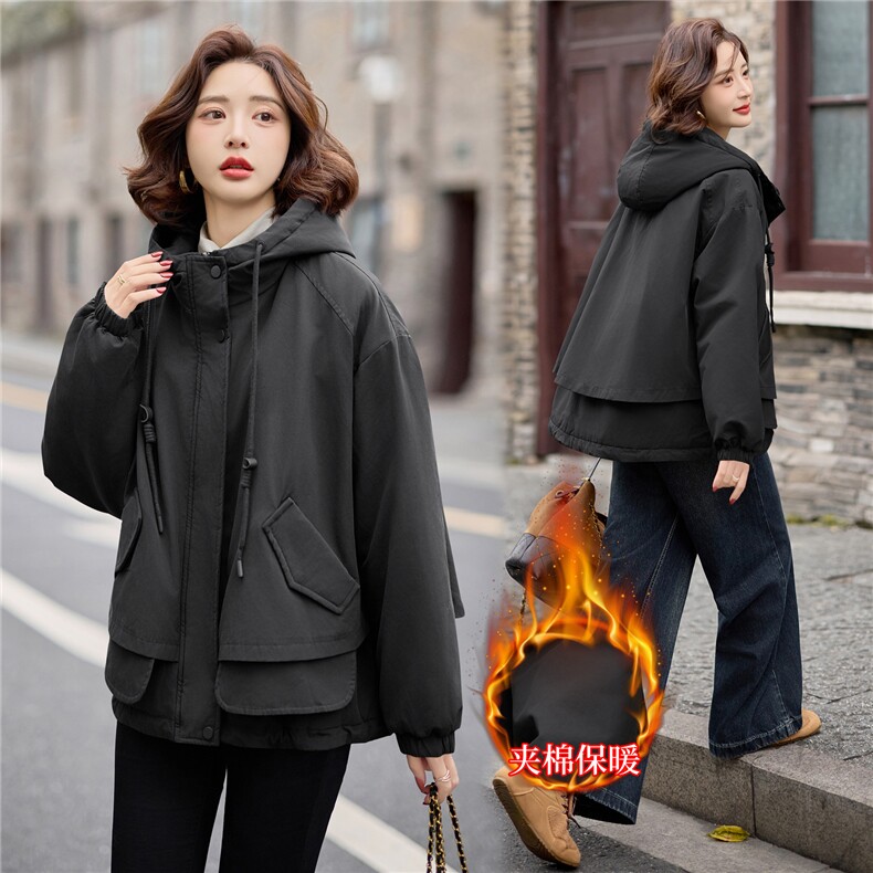 【2025冬季新款】大量现货时尚休闲连帽加棉派克服棉服,女装派克服,缘衣格