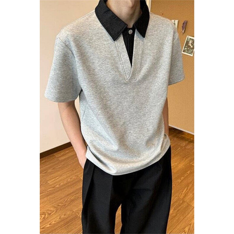 高级感polo衫男夏季新款宽松休闲翻领短袖t恤潮流1008-LBN06-p49图片