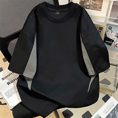 300克得物重磅100纯棉宽松撞色短袖结构感拼接T恤男RH5030-特P35，男装T恤，星座610B-1