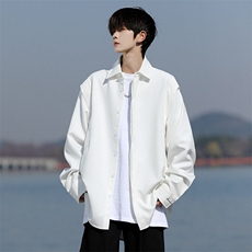8XL-M春夏假两件衬衫长袖大码痞帅高级感衬衣垂感外套CS9005/P60，男装衬衫，电商B238
